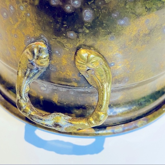 Brass Pot Planter Ornate Handles Footed Vintage - Picture 5 of 11